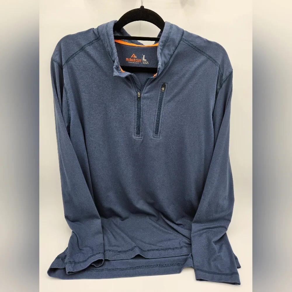 Ridgecut Toughwear Blue Quarter-Zip Performance Pullover Chest Pocket Size L - Picture 1 of 16